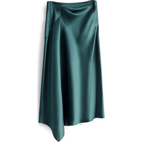 Korean England Office Lady Simple Solid Satin Elegant Summer Midi Skirt Women Faldas Mujer Moda Long Skirts Women Plus size