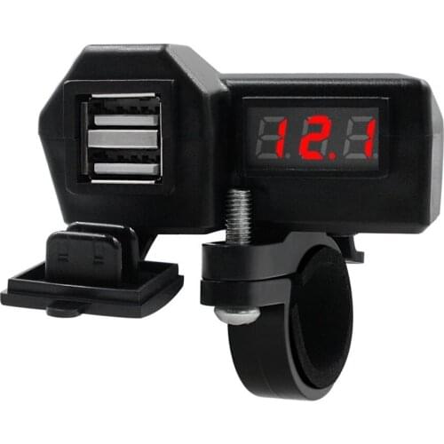 Motorcycle Handlebar Charger 10-24V Waterproof Motorbike Dual Port USB Port Adapter Power Supply Socket For Mobile Phone