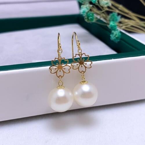 Shilovem 18k yellow Natural freshwater pearls Drop Earrings fine Jewelry women trendy anniversary new gift yze8.5-955211zz