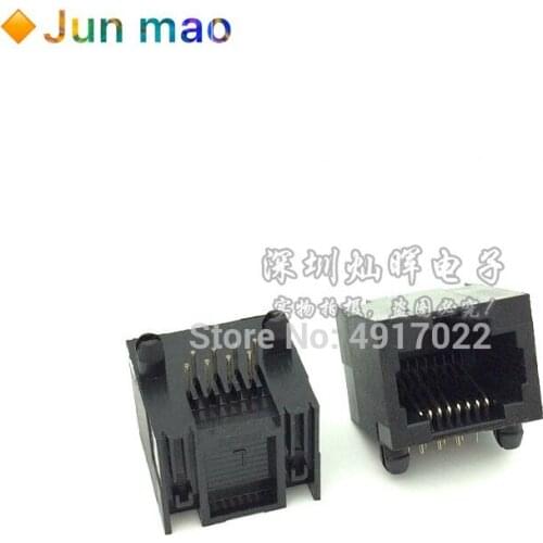 10pcs RJ45 Plastic Shell 8p8c Crystal Head Connector Single Head Socket 15mm Long 90 degree Bent Foot Horizontal Type 5JA Hot