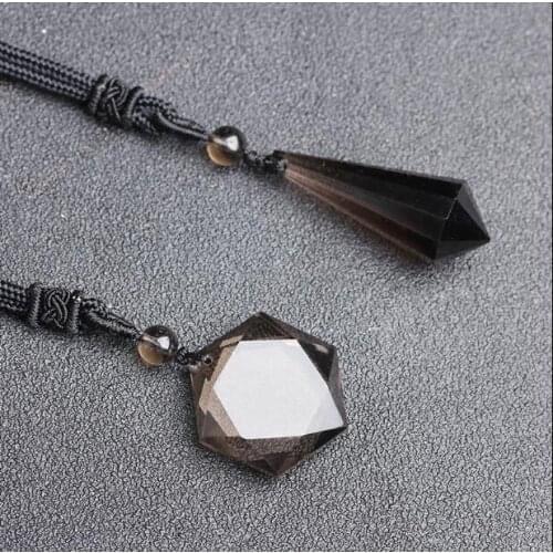 100% NATURAL smoky quartz crystal point Star of David pendant