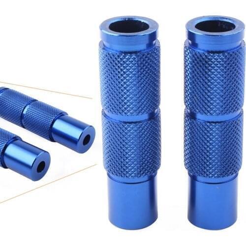 2Pcs LH+RH Motorcycle Bike Universal Folding Foot Pegs Footpegs Rear Set Pedals Racing CNC Aluminum Blue