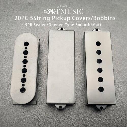 20PCS 5 String 5PB Pickup Cover Bobbin Openned/Sealed Smooth/Matt Surface 5 String PB Bass Guitar Pickup Cover and Bobbin Black