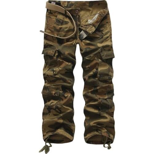 2020 Spring Autumn New Cargo Pants Mens Camouflage Pants Trousers Large Size Loose Overalls Mens Straight Casual Pants Military