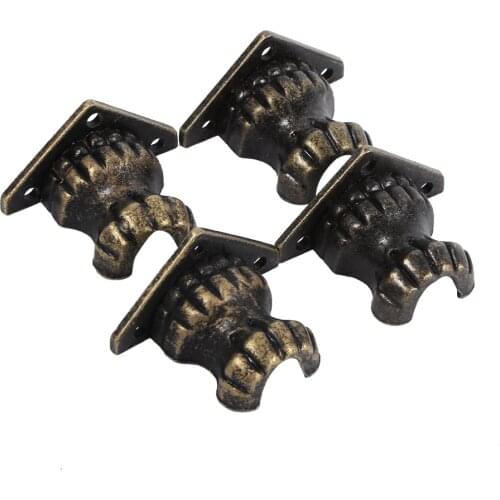 4pcs Antique Brass Jewelrys Chest Wood Box Decorative Feet Protector Hardwares Accessories Suitable For Wooden Storage Chest