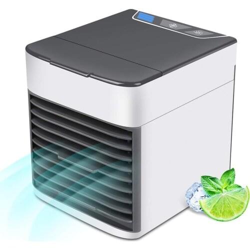 4 in 1 Mini USB Portable Evaporative Air Humidifier Purifier with LED Light/3 Speeds Desktop Cooling Fan