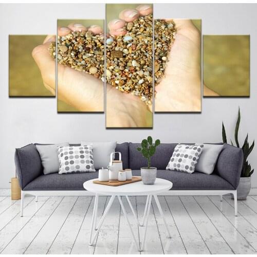 Heart shape in the hands of sand 5 Piece HD Wallpapers Art Canvas Print modern Poster Modular art painting Home Decor