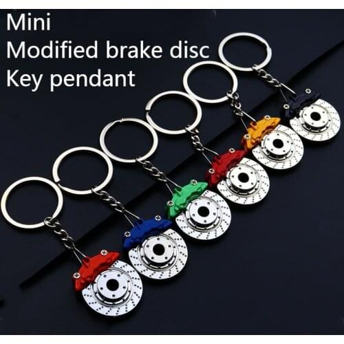 Luxury brake disc keychain zinc alloy mini style car key ring parts modified Ford auto parts car keychain