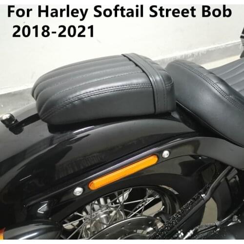 1pcs Motorcycle Black Leather Rear Seat Pillion Passenger Seat Cushions For Harley Softail Street Bob 2018-2020 FXBB Model