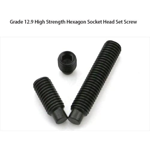 DIN 915 Grade 12.9 High Strength Hexagon Socket Head Set Screw Black Headless Machine Meter Screw M3-M12 10Pcs