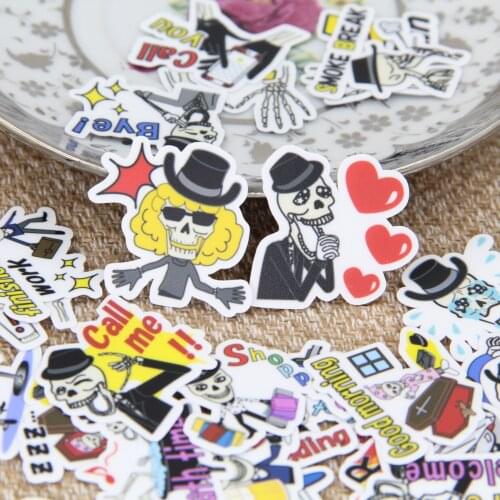 40pcs Funny Rock Skull Expression Punk Dry Bones Cute Scrapbooking Stickers for DIY Photo Albums Deco Diary Deco Phone Case