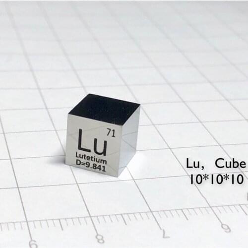 Hot 10 X 10 X 10mm 6-Sided Mirror Polished Double-Sided Engraved Metal Lutetium Cube Periodic Table Of Elements Cube (Lu≥99.95%)