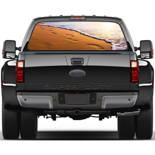 Creative Rear Window Graphic Decal Seaside Footprints Sticker For Truck SUV Wallpaper mural Wall Print Decal Photo Wall Deco