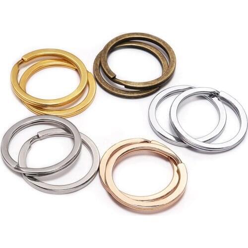 10Pcs/Lot 25-30mm Gold Color Round Key Ring Llaveros Clasp Key Chain Split Ring Plated Key Ring for DIY Jewelry Making Findings