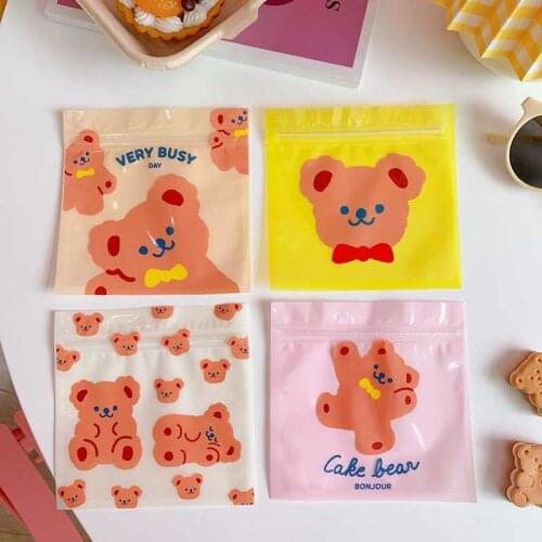 20Pcs/lot Lovely Cookies Packaging Bags Cute Cartoon Bears Snack Rabbits Sealed Bag Christmas New Year Gifts Package Supplies