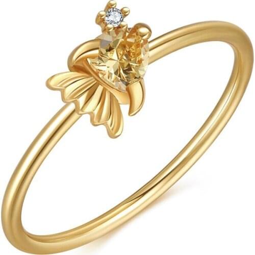 Fashion Jewelry Cute Girl Gold Plated Inlay Cubic Zirconia Marine Life Ring Ocean Animal Shaped Rings for Women Holiday Gift