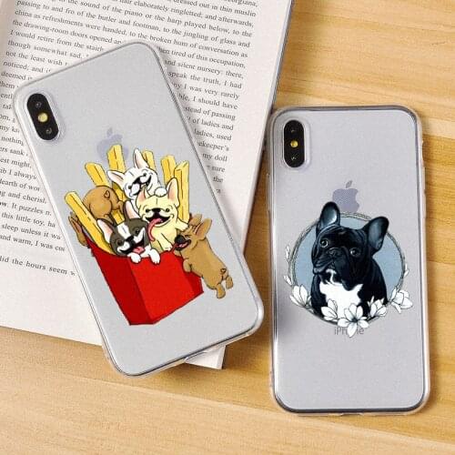 Cute Dog Soft TPU Phone Case For iPhone X S Max XR 7 8 6 S Plus 11 Pro Max Cases Pets Bulldog Transparent Silicone Cover Case