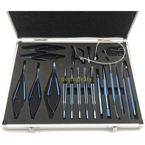 21PCS Ophthalmic surgery kit Eye Micro Cataract Set Tweezers Scissors Needle Holder Surgical set