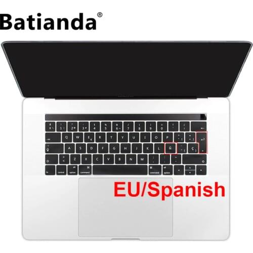 Batianda EU Layout Spanish Keyboard Cover Sticker Skin For Macbook Pro 13" 15" Inch Touch ID and Bar 2016 2017 2018 A1706 A1990