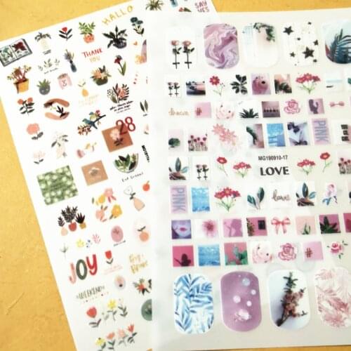 Newest MG1014 flower design nail stickers 3d Japan Korea style nail decals self-adhesive DIY nail decoration tools