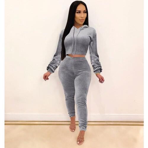 Autumn new casual womens grey cap long sleeved slacks trousers suit