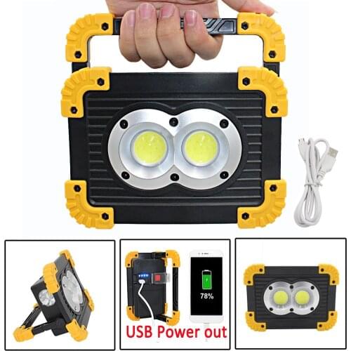 Rechargeable 20W 2x COB LED Flashlight Work Light lantern Flood Light 4 Mode USB Power Out For Camping Tent lamp Outdoor