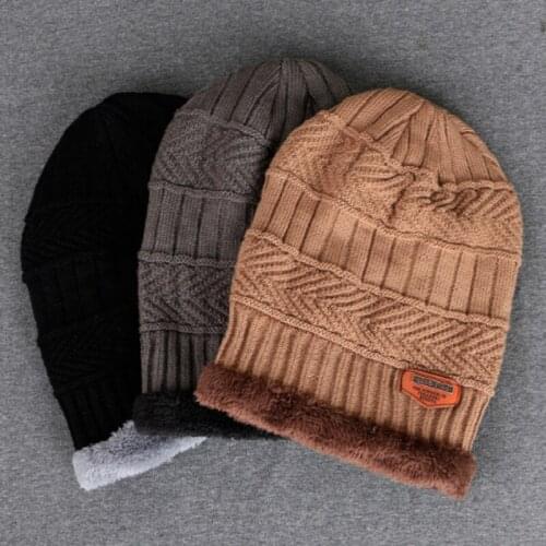 Casual Plus Velvet Winter Hat For Men Thickened Warm Fleece Lining Knitted Hat Cap Women Skullies Beanie Female Ski Cap Bonnet