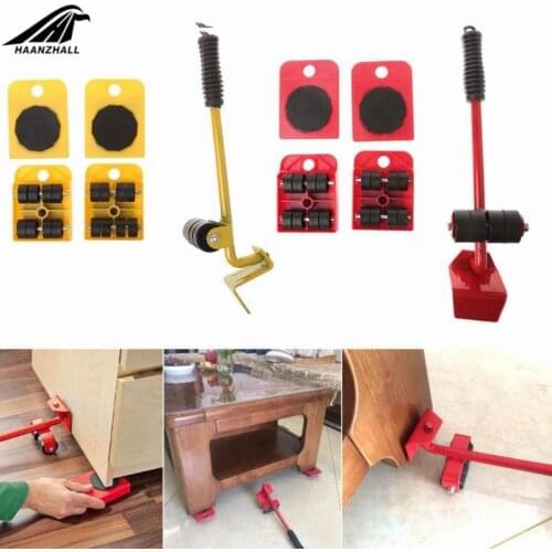 5Pcs Professional Furniture Transport Lifter tool Set Heavy Stuffs Moving Hand Tools Set Wheel Bar Mover Device