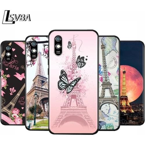 Anti-Fall Soft Black Cover London Eiffel Tower For Xiaomi Redmi 10X 5G 9C 9A 9 K20 8A 8 7A 7 S2 6A 6 Matte Phone Case
