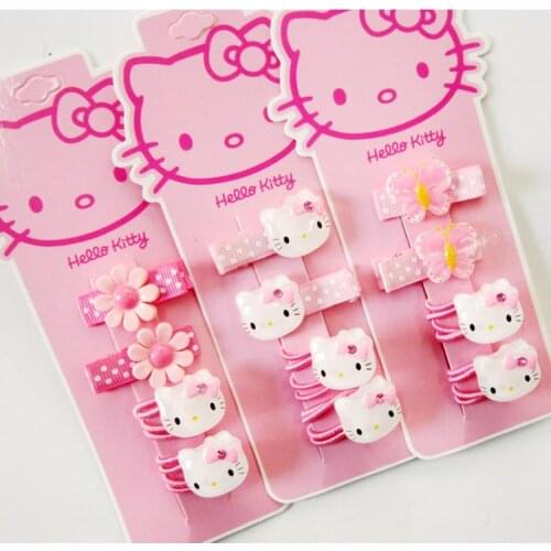 Sanrio Hello Kitty hair clip Childrens Hair Accessories Baby Rubber Band Hairpin Girl Jewelry Set hair rope