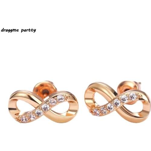 Simple Women Party Daily Wear Fashion Shiny Figure Number 8 Shaped Zircon Stud Earrings For Statement Jewelry