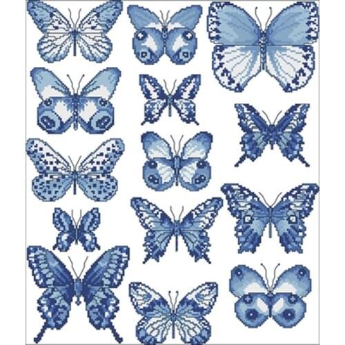 Blue and blue butterfly patterns Counted Cross Stitch 11TC 14CT 18TC DIY Cross Stitch Kits Embroidery Needlework Sets home decor