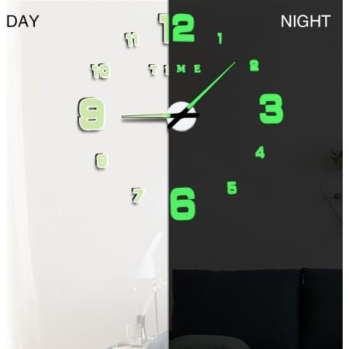 3D Luminous Big Wall Clock Mirror Sticker Diy Living Room Home Decor Fashion Watches Arrival Quartz
