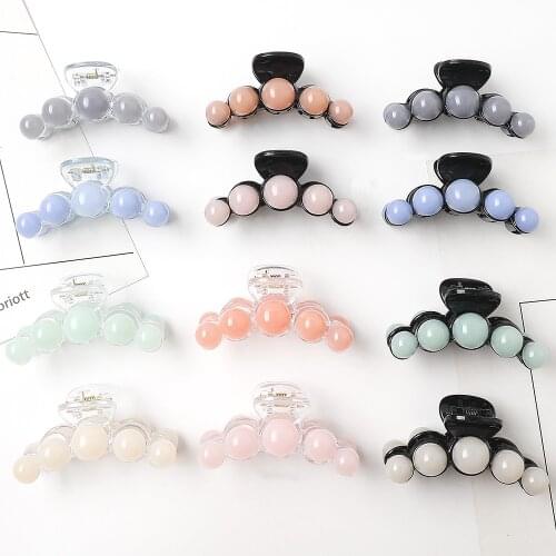 New fashionCandy color pearl Resin Acrylic Hair Clip Crab Hair Claws For Women Girl Simple Hair Accessories Headdress