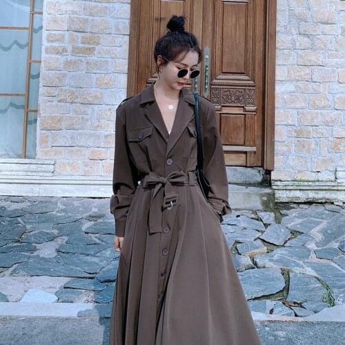 Te033 temperament single breasted lace up dress