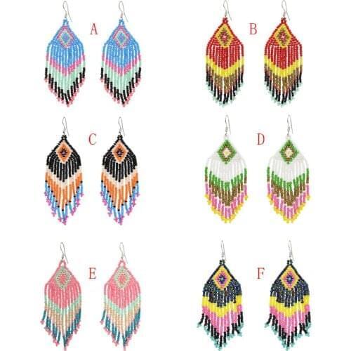 Women long beaded earrings 2020 Handmade Colorful Drop Earring For Women Weeding Party Fashion Earrings Jewelry