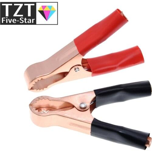 1SET 50A Red + Black 80mm Crocodile Car Caravan Van Battery Test Lead Clips Best Promotion Alligator Clips Connector Plug Power