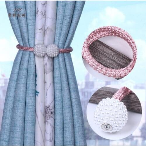1Pc Magnetic Ball Curtain Tie Rope Backs Pearl Holdbacks Buckle Clips Accessory Rods Accessoires Hook Holder Decorations