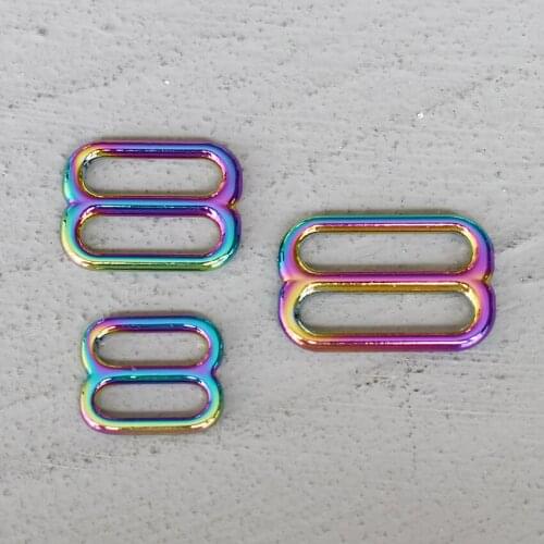 10 Pcs 15/20/25mm Colourful Metal Adjust Buckle Tri Glide Slide Buckle Middle Center Bar Adjuster for Leather Craft Bag Strap