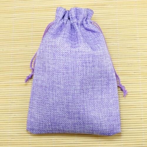 13x18cm 50pcs Purple diy Handmade Drawstring packaging burlap Wedding Party Christmas pouches jute bag Candy Top Jewelry bag