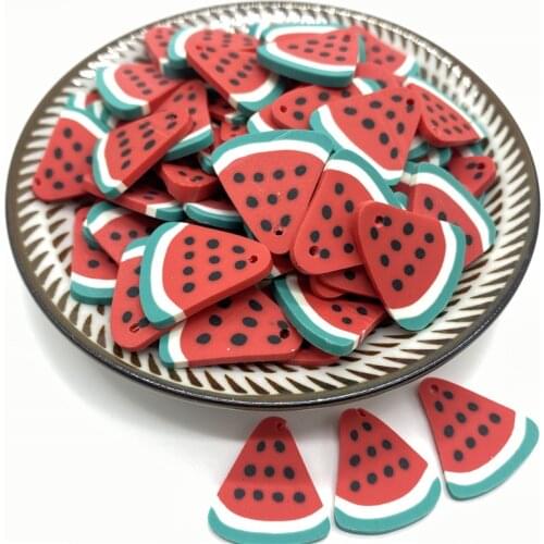 20Pcs/lot 20mm Watermelon Beads Flakes Clay Beads Polymer Spacer Beads For Jewelry Making DIY Bracelet Hairpin #A89-1