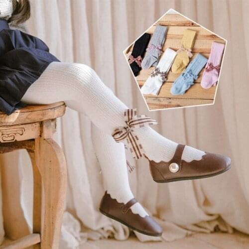 2021 spring new arrival children pantyhose fashion high stretch lattice bowknot girls pantyhose Kids Toddler baby tights