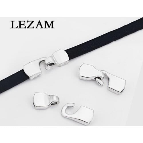 5 Sets Antique Charms Easy Hook Clasp For 10*2mm Flat Leather Cord Bracelet Bangle Jewelry Making Findings Accessories