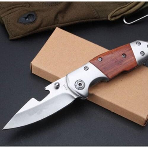 6" High Quality Tactical Hunting Knife Stainless Steel Blade Wooden Handle Rescue Folding Knife Outdoor Tool Knives Knifes
