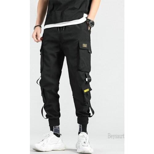 Black Cargo Pants Men Hip Hop Streetwear Jogger Harem Trousers Men Casual Harajuku Sweatpants Male 2021 Summer New Mens Pants