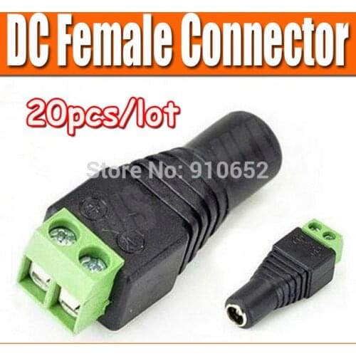DC Female Connector DC Power Jack Plug cable Connector 20pcs/lot for CCTV Security Camera System