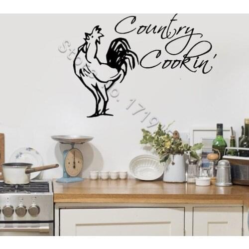 Rooster Decor Wall Decal Quotes Country Cooking Wall Stickers Country Kitchen Interior Decal Country Kitchen Art Decor DIY ZW453