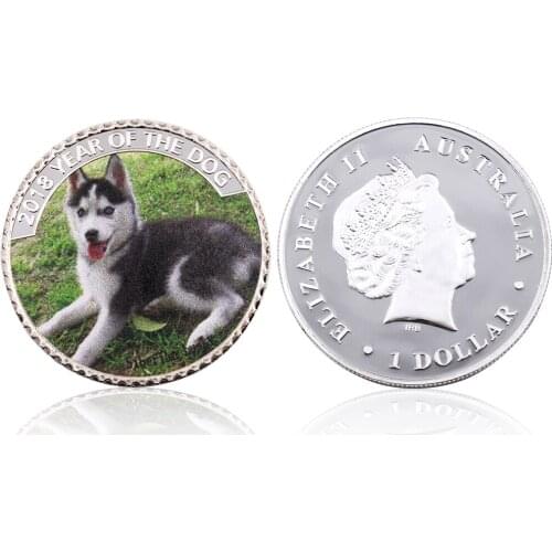 Decorative Crafts Puppy Coin 999.9 Silver Plated Cute Animal Souvenir Coin 2018 Year of The Dog Challenge Coins for Collection