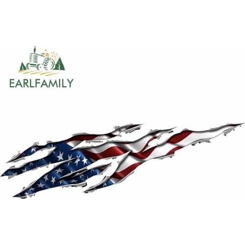 Earlfamily 13cm x 4.9cm For American Flag Rip Car Stickers Waterproof Occlusion Scratch Suitable For VAN RV SUV Vinyl Material