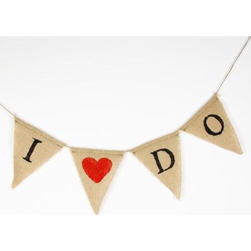 Burlap Wedding Banners- I do-Wedding Photo Prop Bunting -Personality Wedding Sign - Vintage Fabric Garland